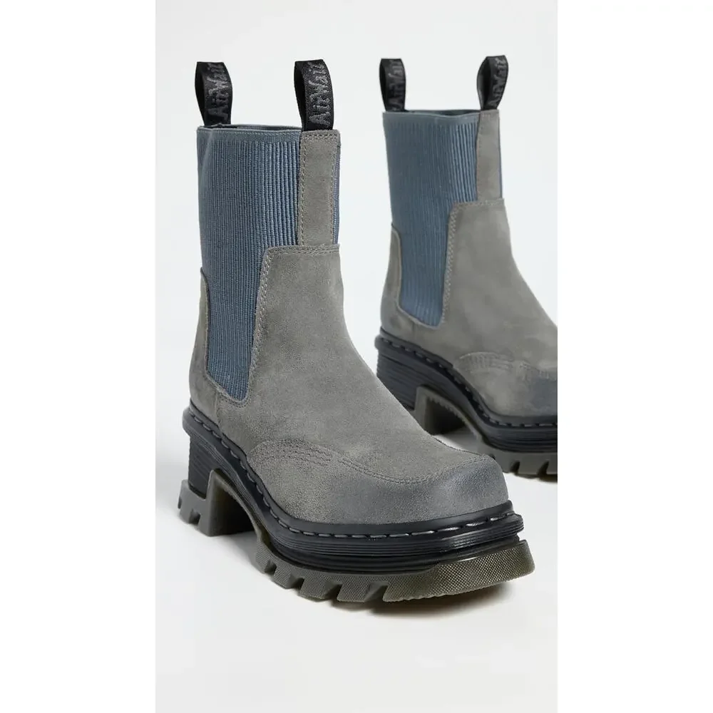 Dr. Martens Women's Corran Chelsea Boots Gunmetal Waxy Suede Waterproof - Picture 2 of 5